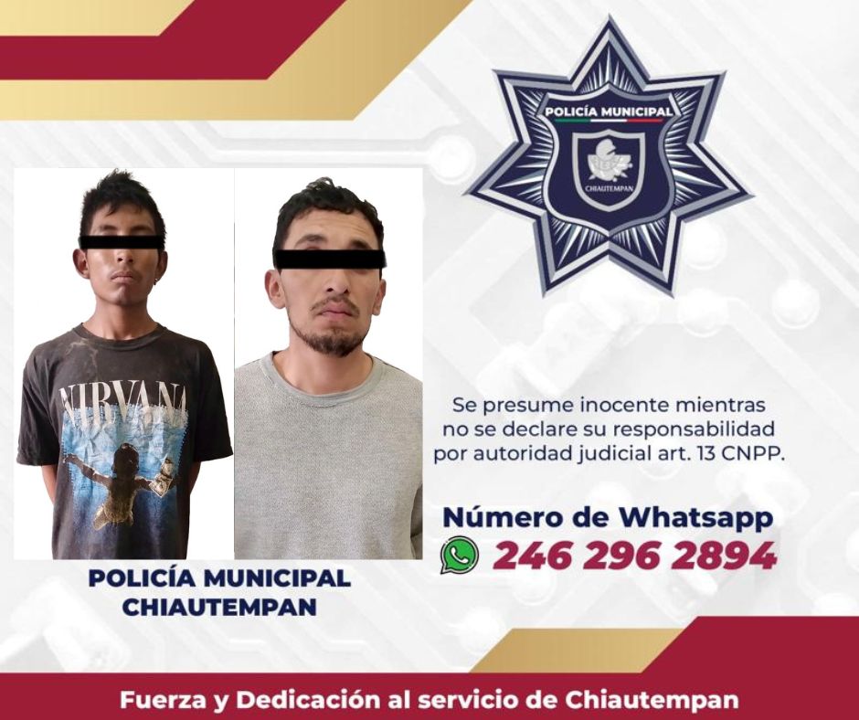 Policía de Chiautempan detiene a seis sujetos por escandalizar en vía pública